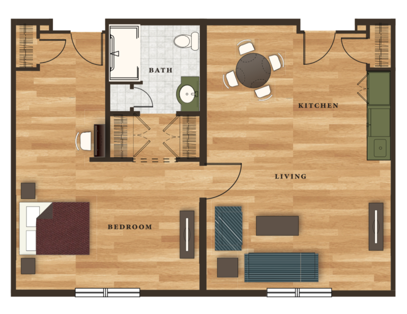 1 Bedroom / 1 Bath / 926 square feet floor plan