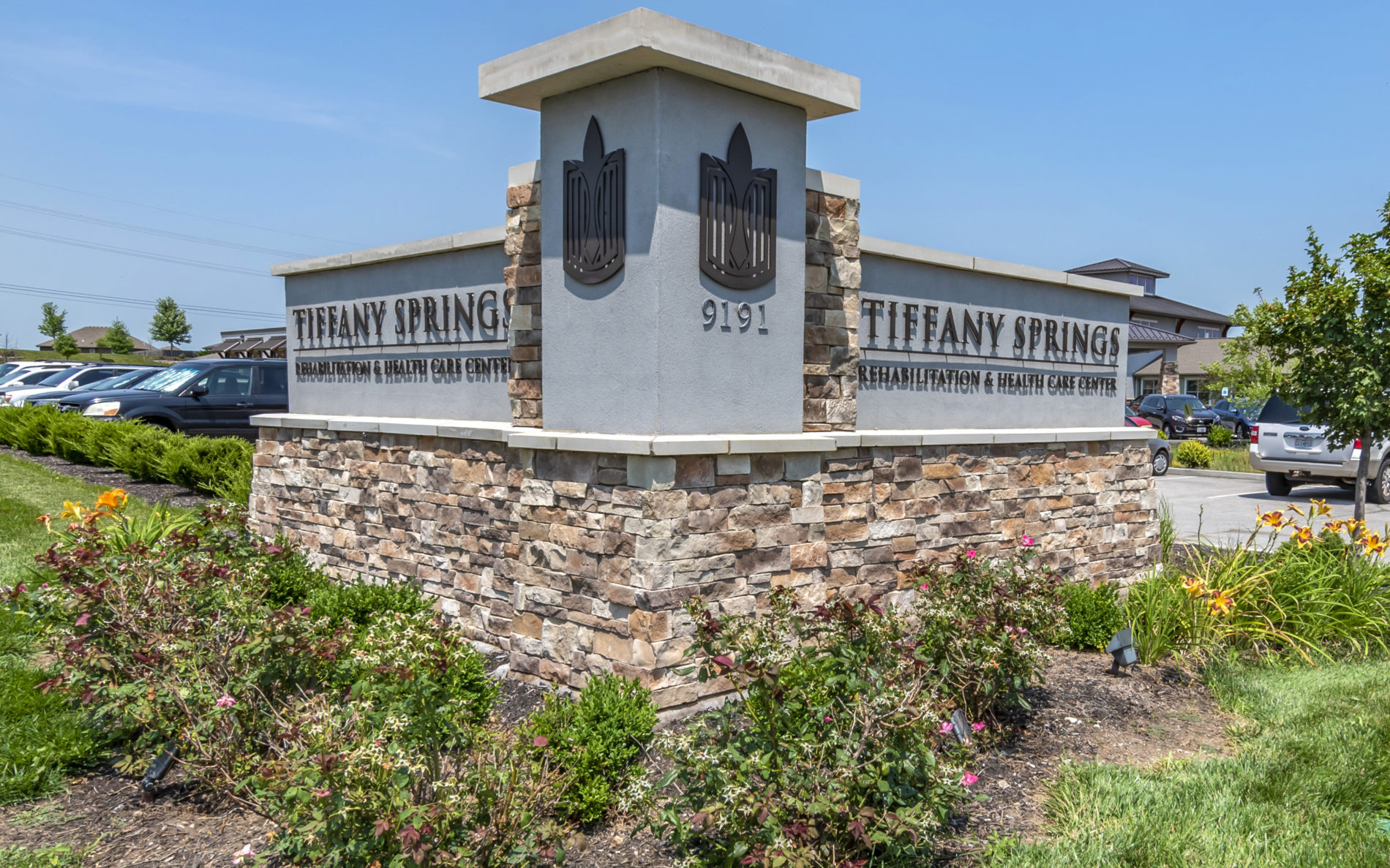 Tiffany Springs Rehabilitation and Health Care Center exterior sign